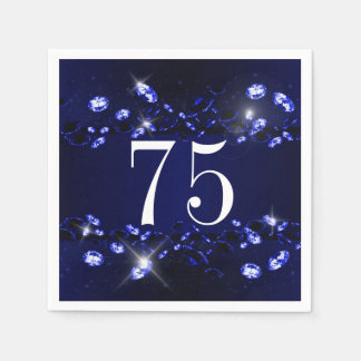 Serviettes Jetables 75e anniversaire des femmes Bleu noir brillant Dia