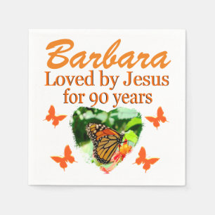 SERVIETTES JETABLES 90ÈME AIMÉ PAR JÉSUS PERSONNALISÉ BUTTERFLY NAPKIN