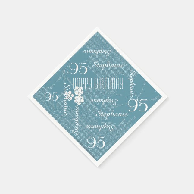 Serviettes Jetables 95e fête d'anniversaire, Pastel Blue Floral Paper (Coin)
