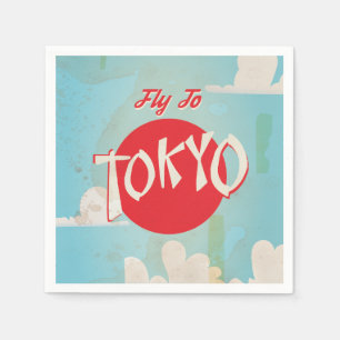 Serviettes Jetables Affiches de voyage à Tokyo, Japon Vintage