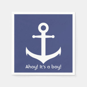 Serviettes Jetables Ahoy ! C'est un garçon ! Baby shower nautique serv