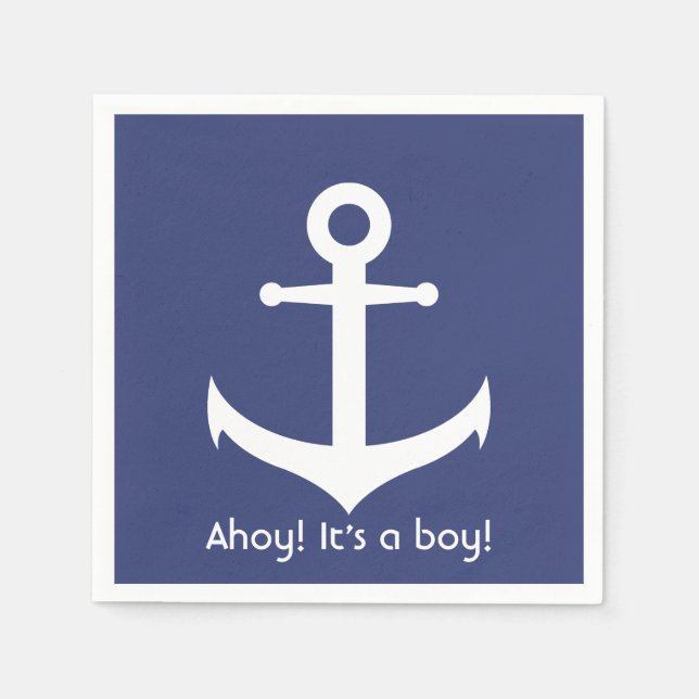 Serviettes Jetables Ahoy ! C'est un garçon ! Baby shower nautique serv (Devant)