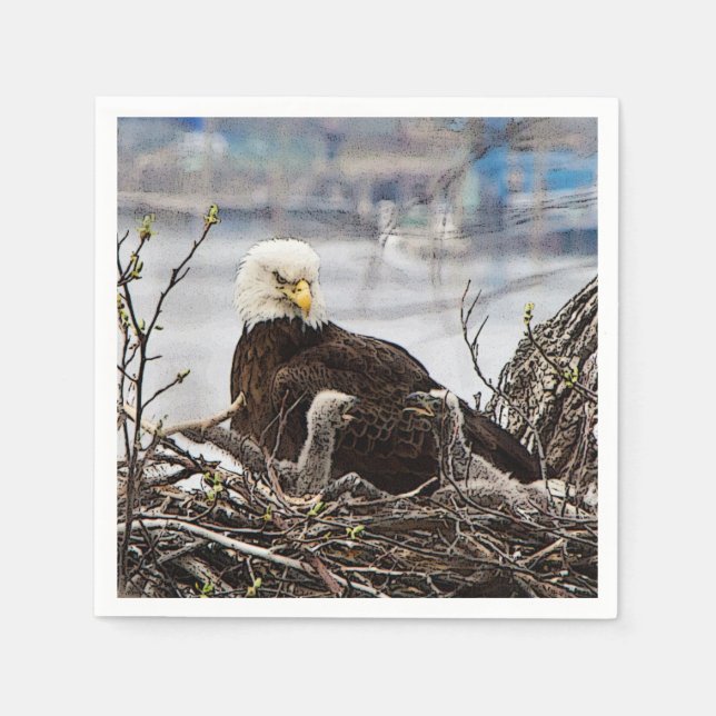 Serviettes Jetables Aigle à tête blanche adulte avec aigle (Devant)