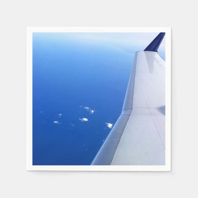 Serviettes Jetables Aile d'avion volant dans le ciel Photo (Devant)