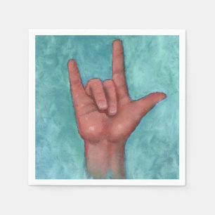 Serviettes Jetables American Sign Language : I Love You : Art