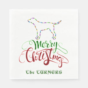 Serviettes Jetables Ampoules de Noël Joyeux unique Monogramme de chien