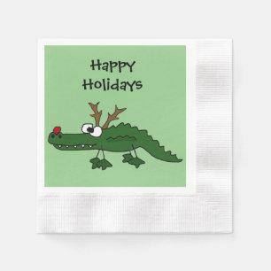 Serviettes Jetables Amusant Alligator de Noël en renne