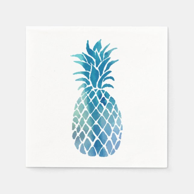 Serviettes Jetables ananas bleu (Devant)