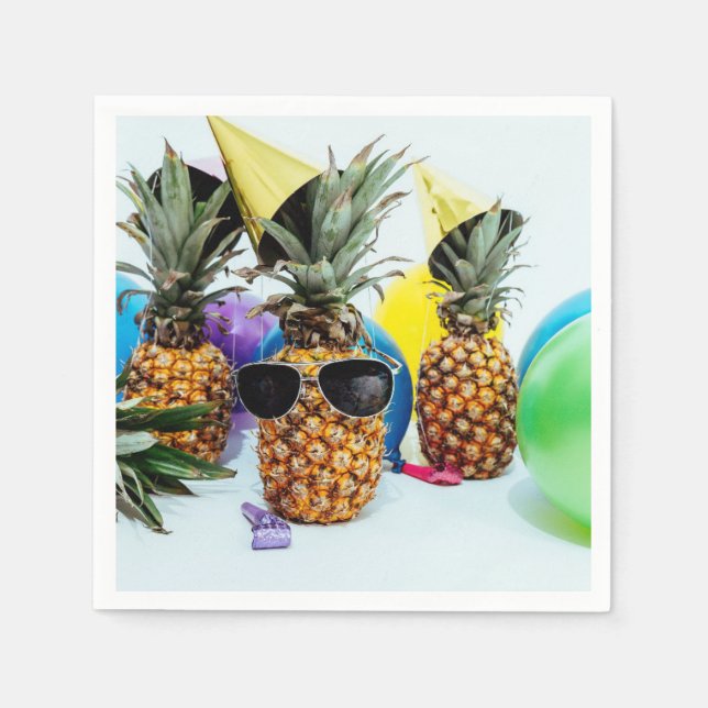 Serviettes Jetables Ananas cool avec lunettes de soleil Papier Napkin (Devant)