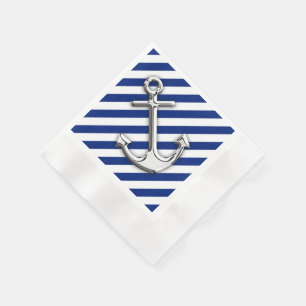 Serviettes Jetables Ancre Chrome sur les impacts de Navy