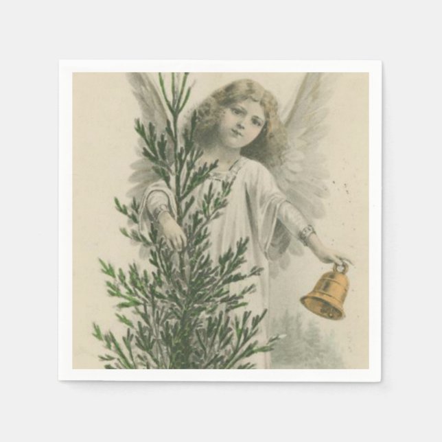 Serviettes Jetables Ange de Noël Vintage (Devant)