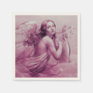 SERVIETTES JETABLES ANGE JOUER LYRA SUR LES NUAGES