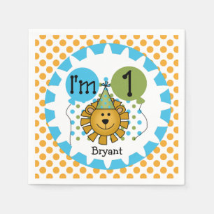 Serviettes Jetables Animaux Circus Lion 1er Anniversaire Papier servie