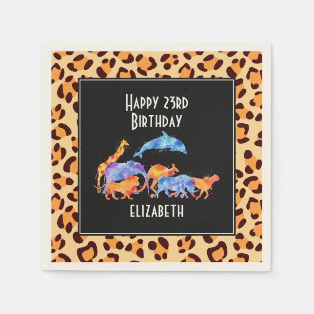 Serviettes Jetables Animaux sauvages sur un Motif Empreinte de léopard (Devant)
