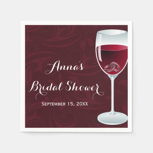 Serviettes Jetables Anneaux en verre à vin Mariage nuptiale (Devant)