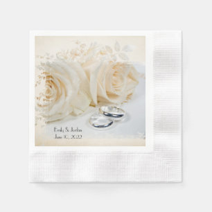 Serviettes Jetables Anneaux mariages et roses