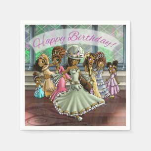 Serviettes Jetables Anniversaire des princesses afro-américaines