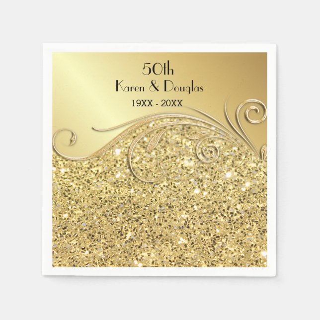 Serviettes Jetables Anniversaire du 50e Mariage d'or (Devant)