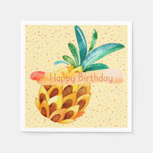 Serviettes Jetables Anniversaire heureux de l'ananas