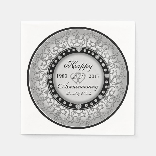 Serviettes Jetables Anniversaire personnalisé ornemental (Devant)