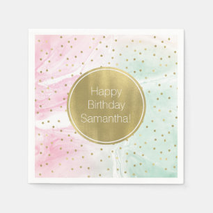 Serviettes Jetables Anniversaire rose en bon état de confettis d'Ombr