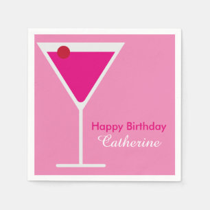 Serviettes Jetables Anniversaire rose moderne lisse de coutume de