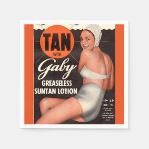 Serviettes Jetables Annonce 1950 de lotion de bronzage de Gaby