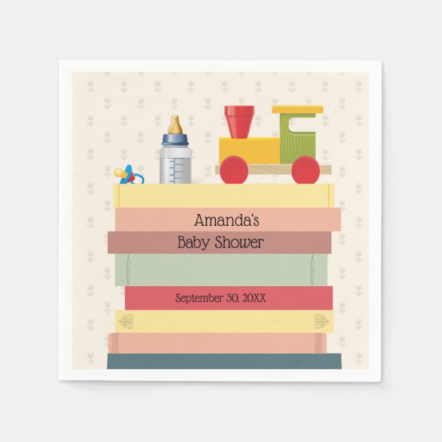 Serviettes Jetables Apportez un Baby shower de livre (Devant)