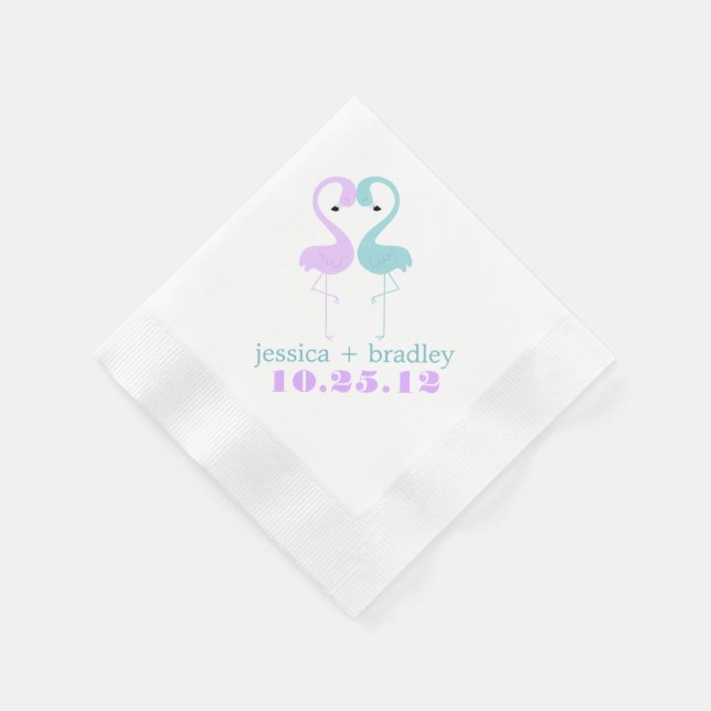 Serviettes Jetables Aqua et Lavender Flamants roses Plage Mariage (Coin)