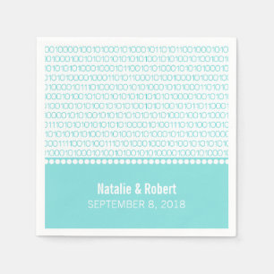 Serviettes Jetables Aqua Geek Chic Binary Code Papier