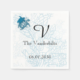 Serviettes Jetables Aqua Turtle Love Mariage
