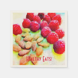 Serviettes Jetables Aquarelle de framboises et d'amandes