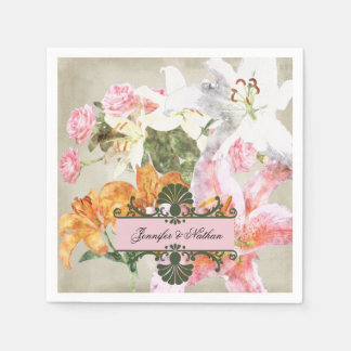 Serviettes Jetables Aquarelle Lys Mariage papier serviettes