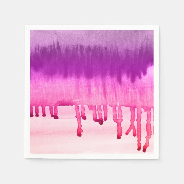 Serviettes Jetables Aquarelle moderne Magenta violet Ombre (Devant)