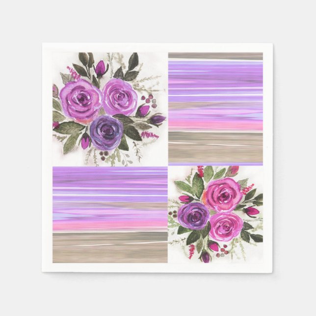 Serviettes Jetables Aquarelle. Patchwork. (Devant)