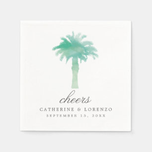 Serviettes Jetables Aquarelle Serene Palm Tree   MARIAGE