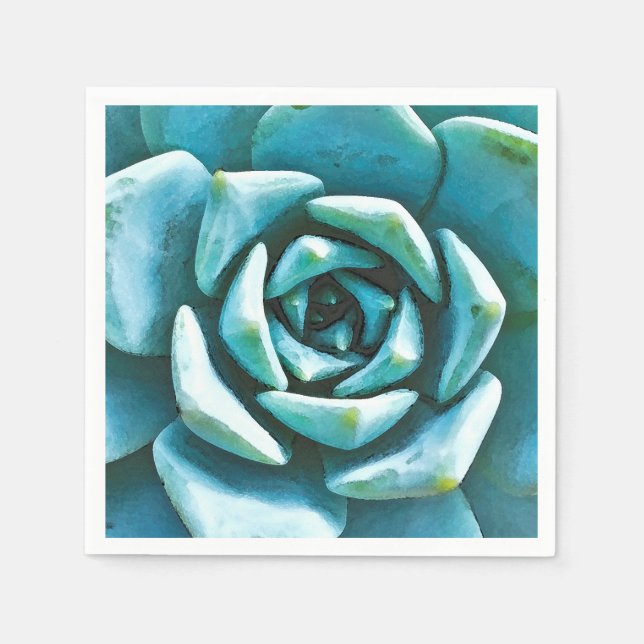 Serviettes Jetables Aquarelle Succulente (Devant)