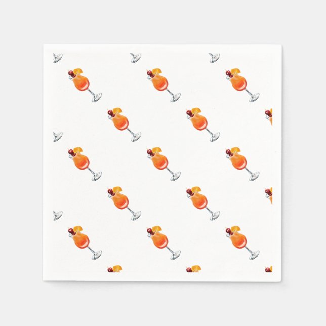Serviettes Jetables Aquarelle Tequila Sunrise Cocktail (Devant)