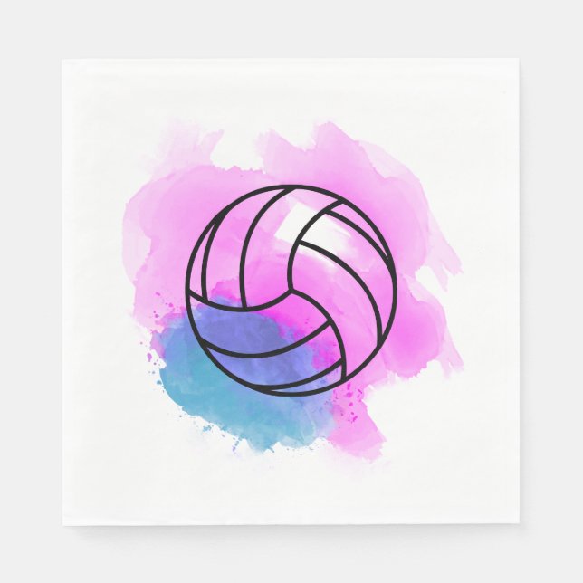 Serviettes Jetables Aquarelle volleyball (Devant)