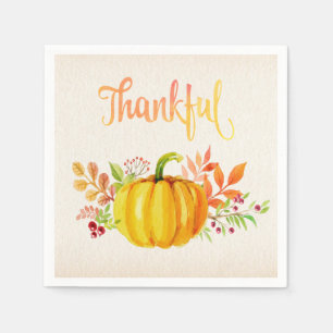 Serviettes Jetables Aquarelles "reconnaissantes" de thanksgiving