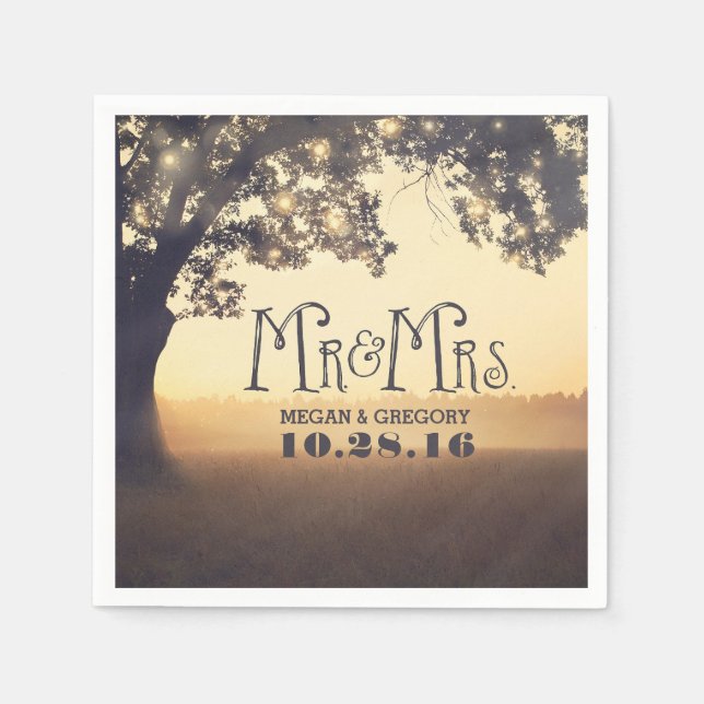 Serviettes Jetables Arborescence des chaînes d'arbre rustique (Devant)