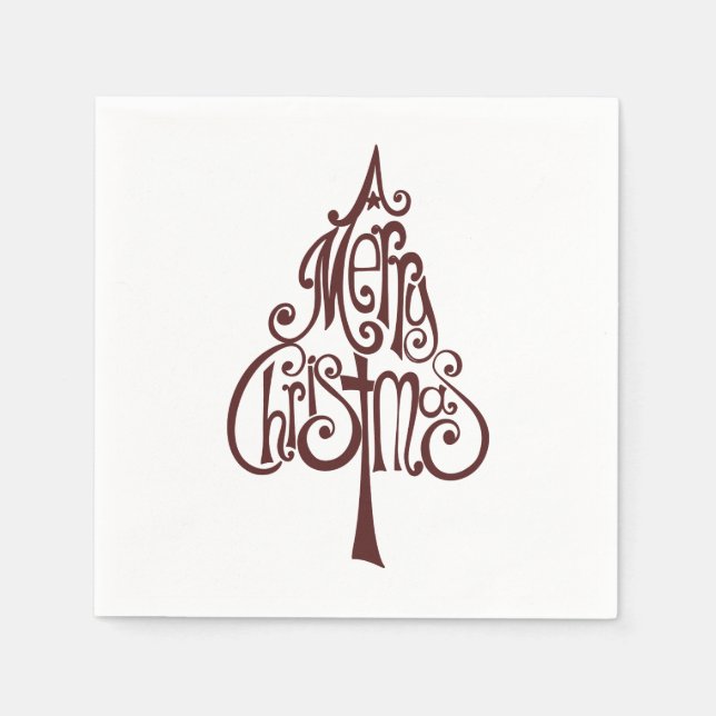 Serviettes Jetables Arbre de Joyeux Noël (Devant)
