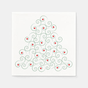 Serviettes Jetables Arbre de Noël bouclé blanc