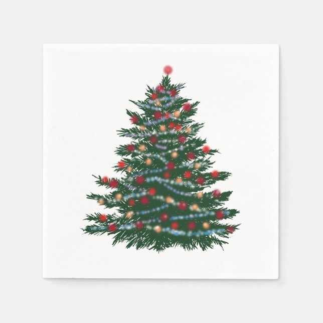 Serviettes Jetables Arbre de Noël Cocktail Papier de table (Devant)
