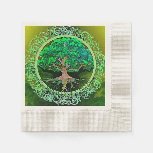Serviettes Jetables Arbre de vie Santé et prospérité (Devant)