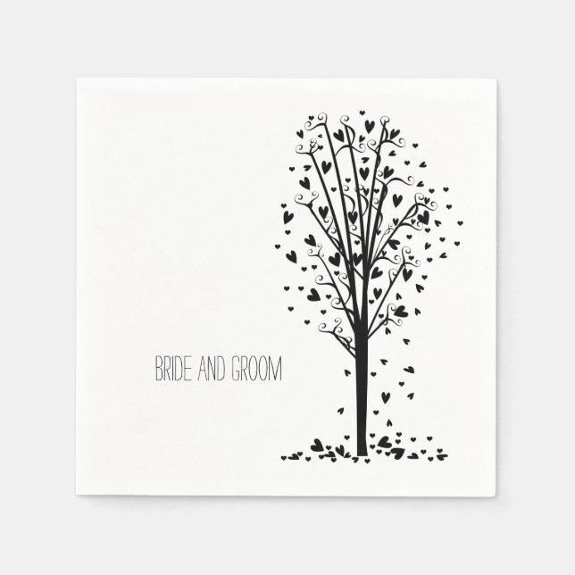 Serviettes Jetables Arbre des coeurs (Devant)