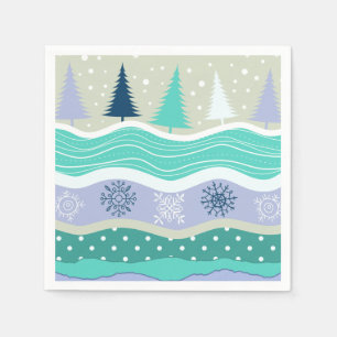 Serviettes Jetables Arbres de Noël Flocons de Neige Scrapbooking