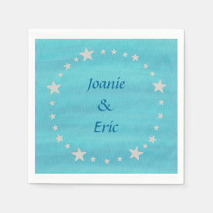 Serviettes Jetables Argent Stars Cercle Blé Noms Bleus Napkins
