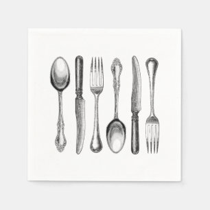 Serviettes Jetables argenterie vintage moderne