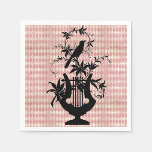 Serviettes Jetables Arlequin Harpe Oiseau Silhouette Cocktail Napkins